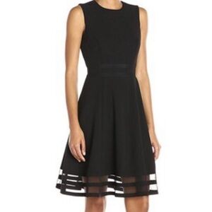 Calvin Klein Black Midi Dress with Sheer Hem
